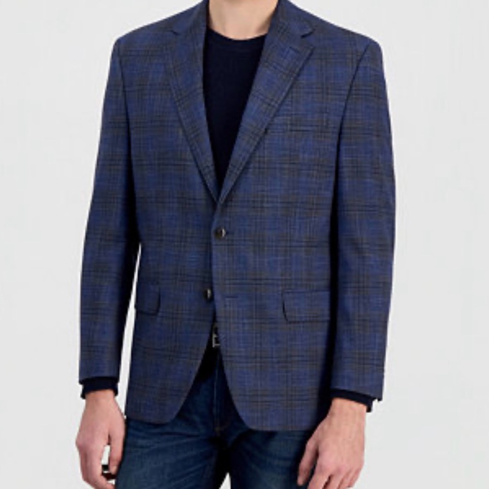 Michael Kors Classic Blue Plaid Men’s Sport Coat Blazer